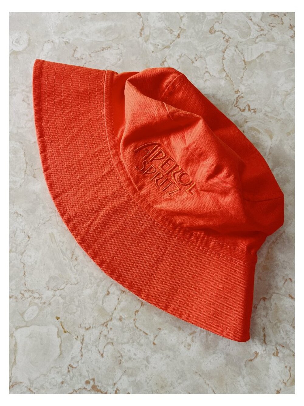 Aperol Spritz Embroidered Orange Canvas Bucket Hat One Size